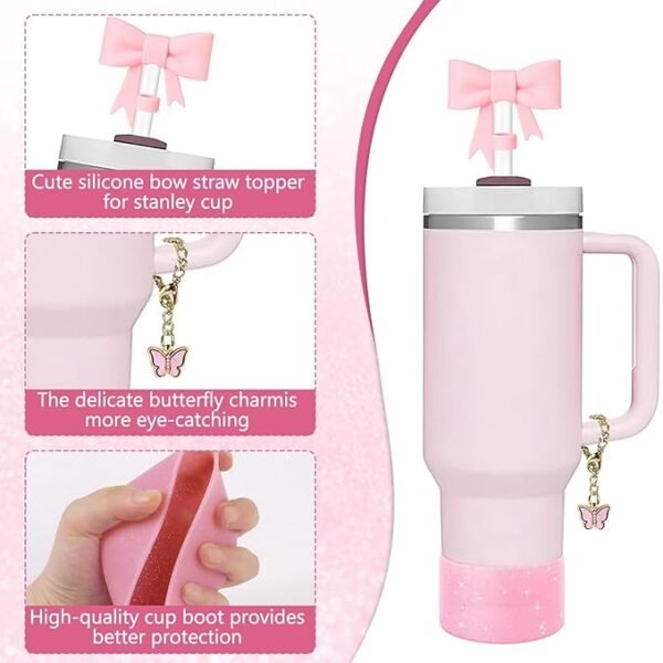 6 PCS Pink Stanley Cup Accessories Set - Image 2